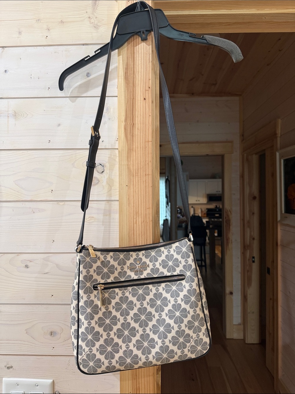 kate spade Cream and Gray Floral Crossbody Bag